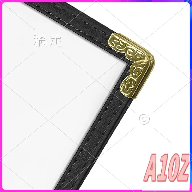 0Z-12 Pack Cafe Style Menu Cover A4 Menu Protective Case Double Stitch Edge (Black, 2 Pages/4 Views - 8.5 Inch X 11 Inch)