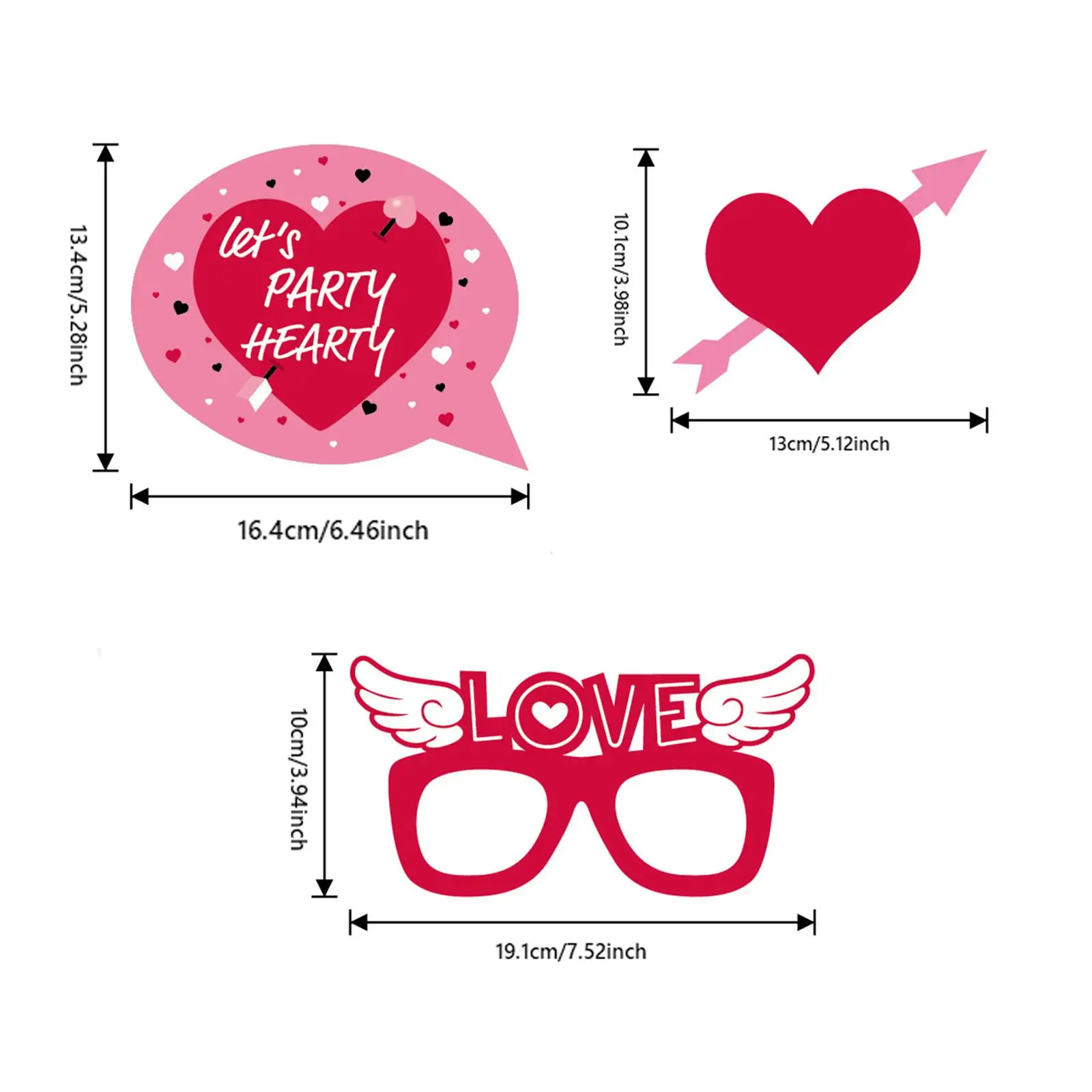 25Pcs/Set Valentine's Day Photo Booth Props Decorations Happy Valentines Day for Anniversary Prom Birthday Engagement Party