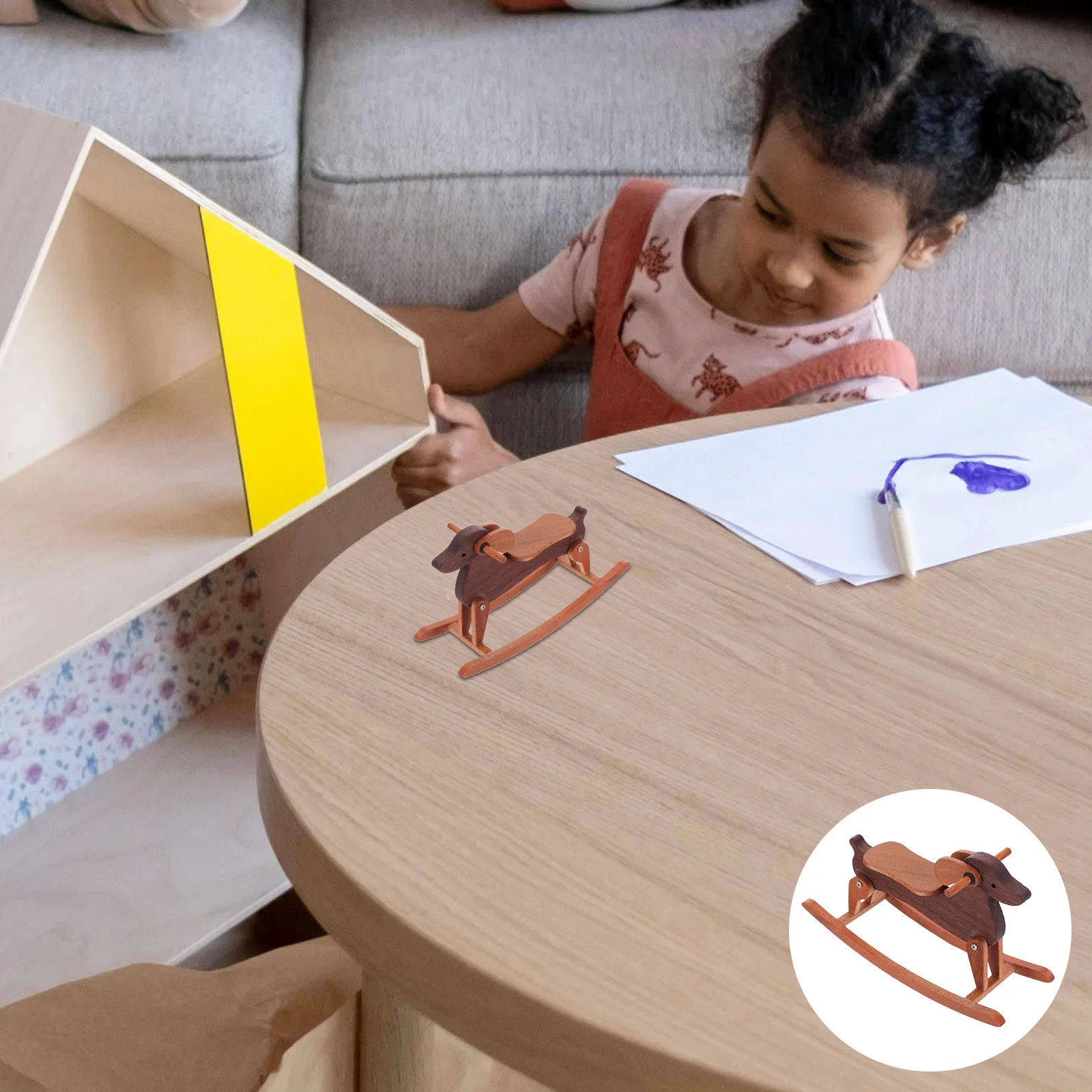 

Miniature 1:12 Scale Wooden Rocking Horse for Dollhouse Decor Handmade Vintage Style Furniture Perfect for Miniature Collections