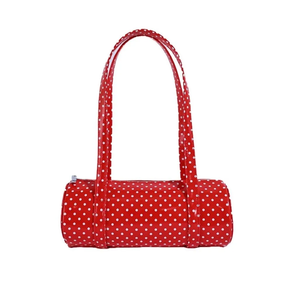 Cylindrical Polka Dot Cylinder Bag Lightweight Waterproof Korean Underarm Bag Soft-leather Vibrant Candy Color Purse