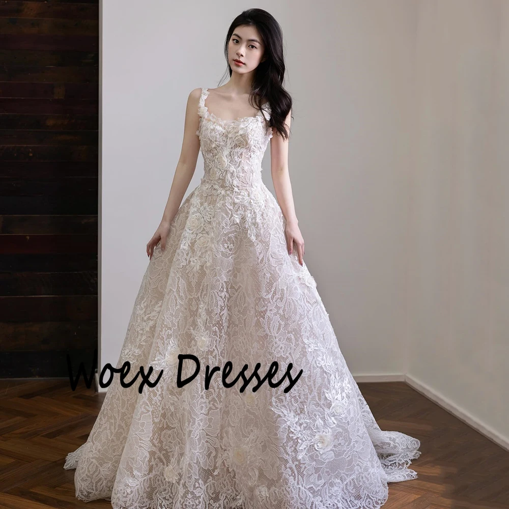 맞춤형 오프숄더 레이스 웨딩드레스 섹시한 백리스 지퍼 A라인 신부 드레스 베이지 아플리케스 플로어 길이 드레스