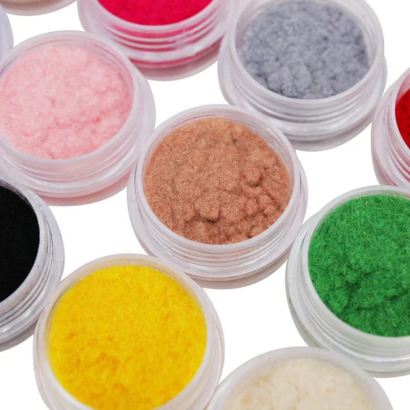 12 Color/Set Velvet Nail Glitter Polish Nail Art Powder Pigment Flocking Velvet Pigment For Nails DIY Decoration Tips