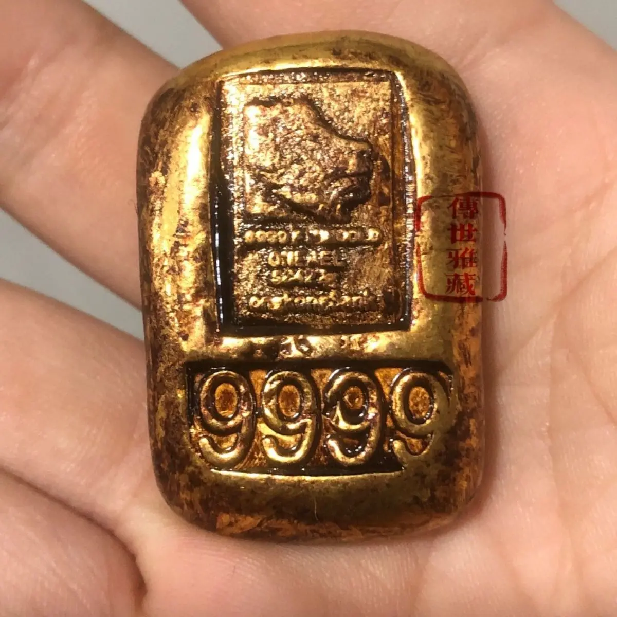 9999 lion head old gold skin shell solid patina gold nugget gold coin antique wealth ornament