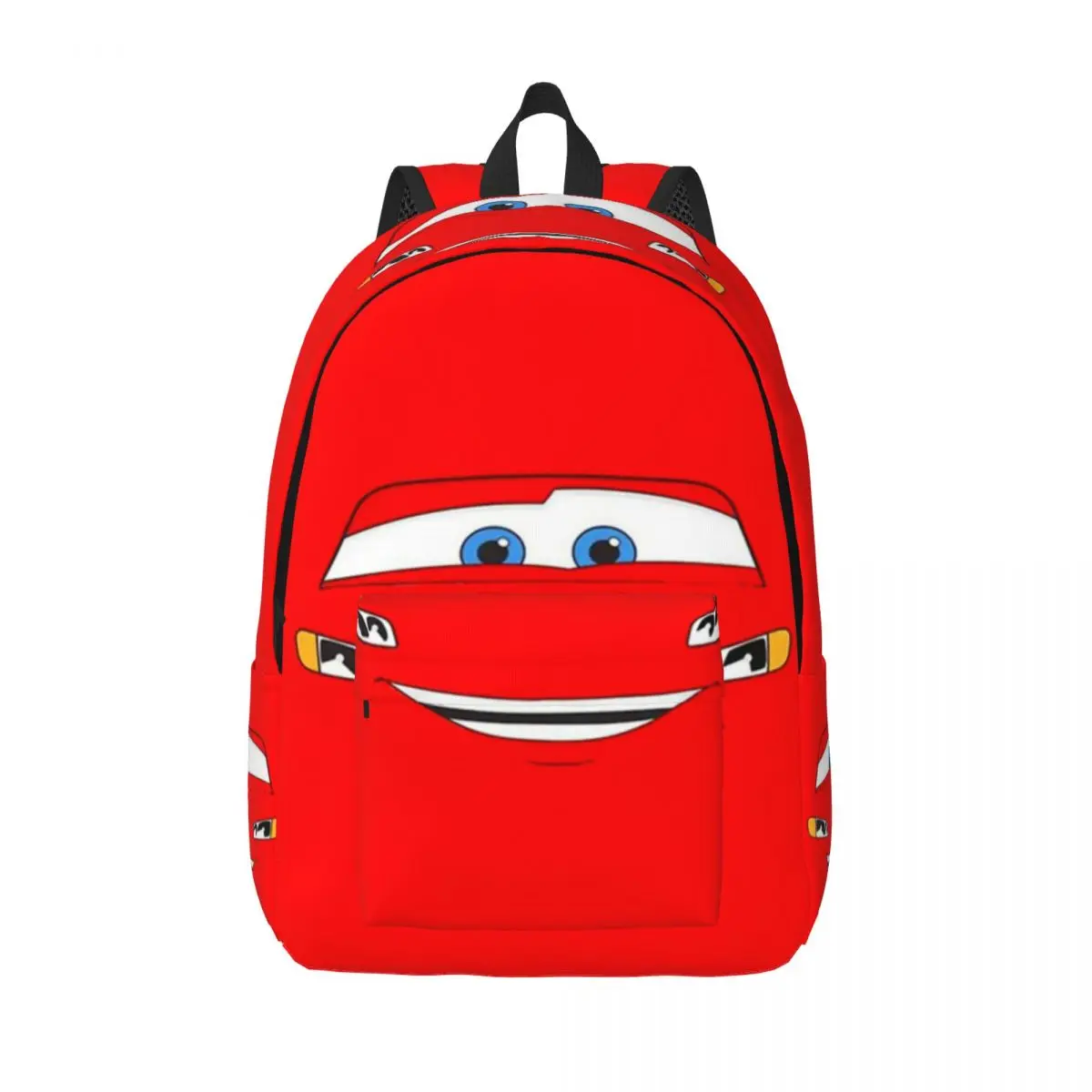 Custom Happy Cars Lightning McQueen Canvas Backpack for Boys Girl Cartoon School College Travel Bags Bookbag Fits 15 Inch Laptop