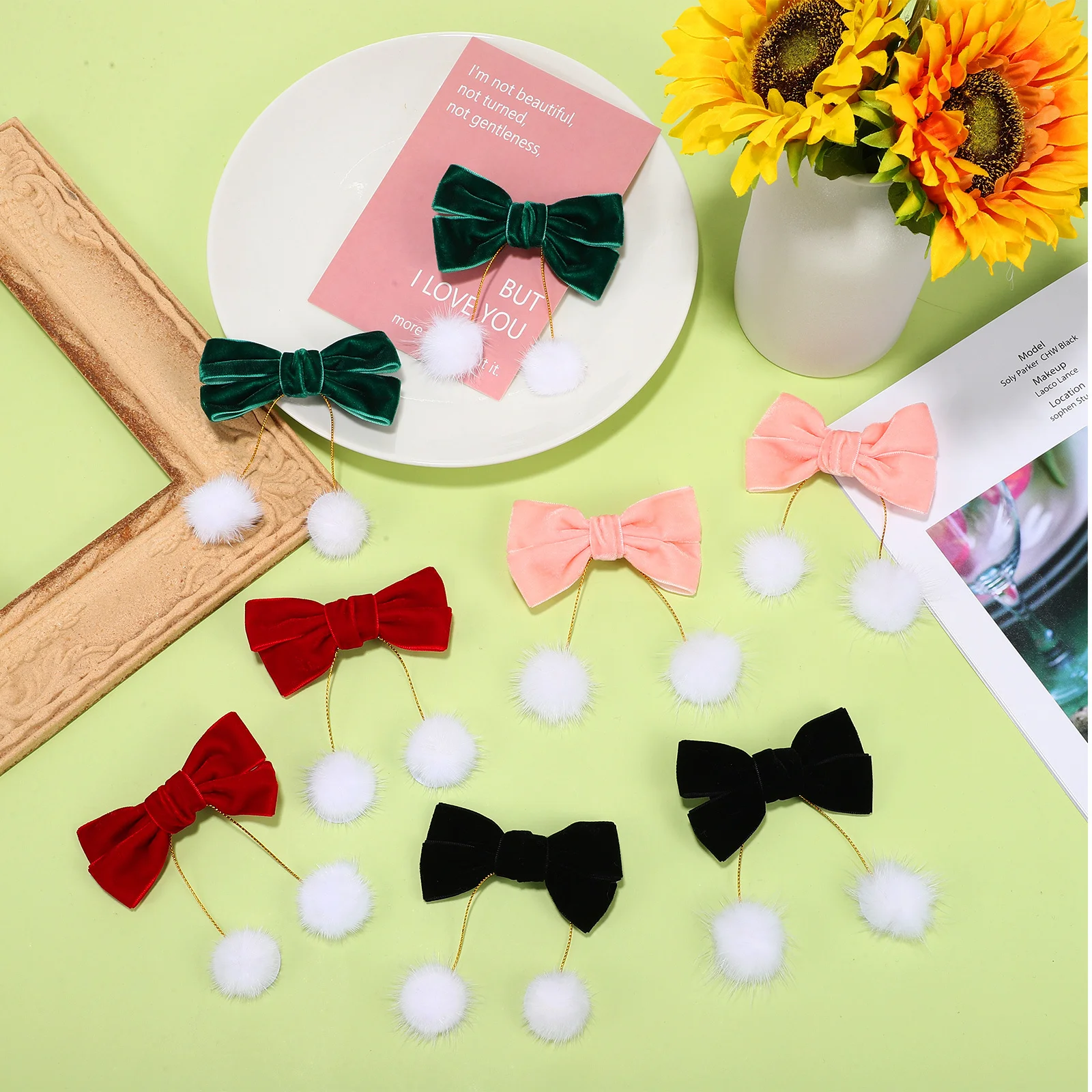 

Clip Bows Soft Tassel Christmas Festival Stage Christmas Hair Clips Bow Clips Hair Accessories