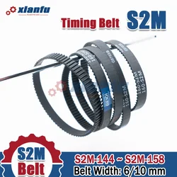 S2M Rubber Timing Belt Length S2M-144 146 148 150 152 154 156 158mm Width 6/10mm Synchronous belt Pitch 2mm For 2M Timing Pulley