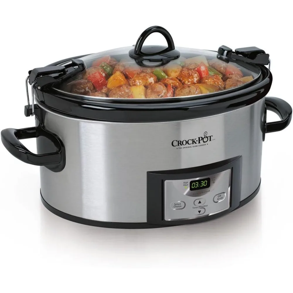 

Quart Cook & Carry Programmable Slow Cooker with Digital Timer, Stainless Steel (CPSCVC60LL-S)