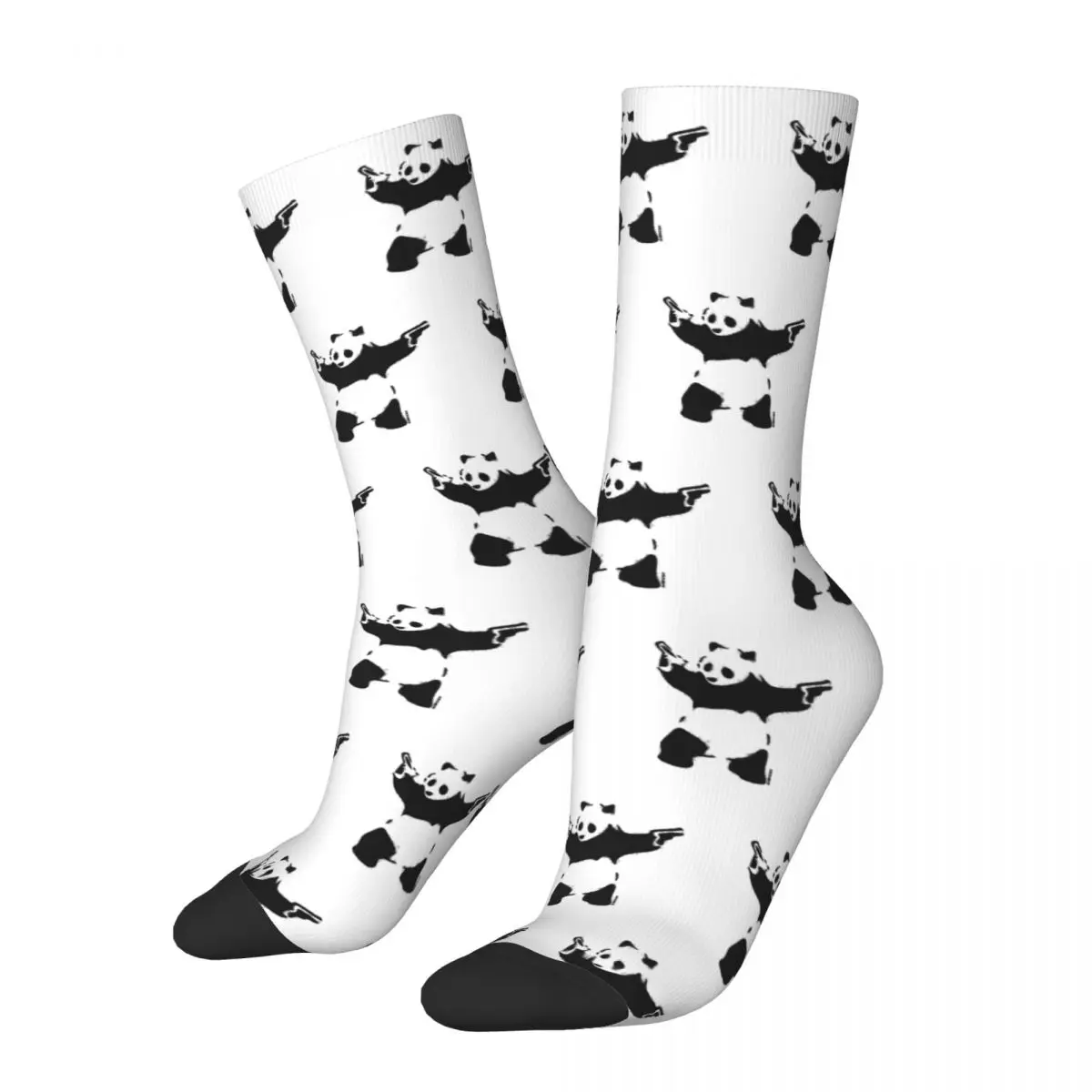 Panda With Guns Banksy Graffiti Kawaii Socks Gym Femme Stockings Print Pattern Calf Sock