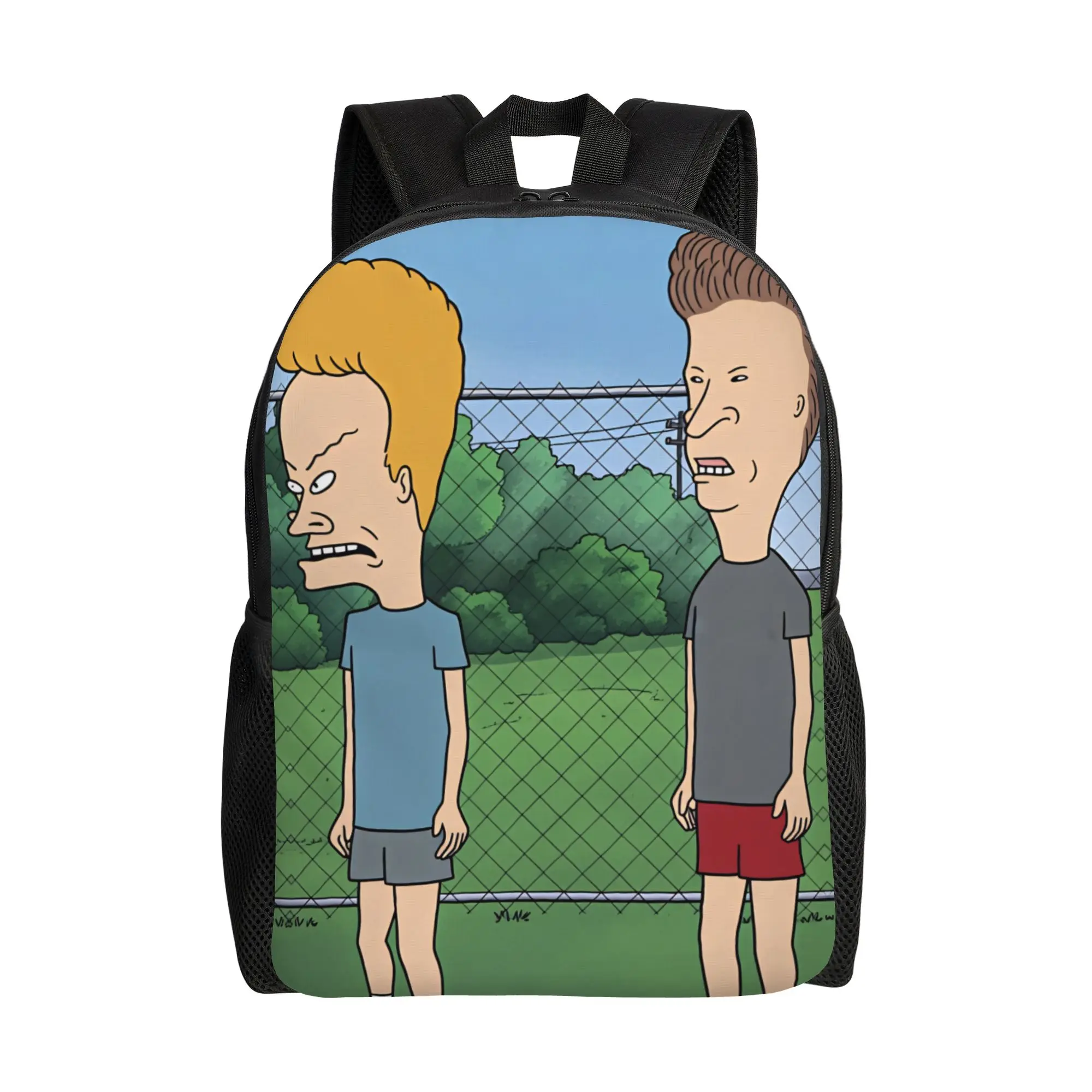 Beavis And Butt Head Outdoor Fence Scene Backpack Girl  Lightweight Backpacks Polyester Kawaii School Bags Sport Custom Rucksack