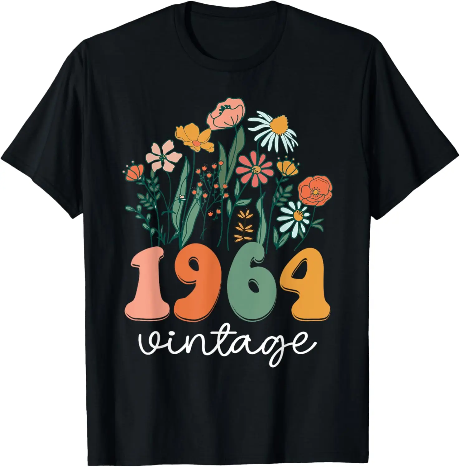 

60 Years Old Vintage 1964 60th Women Birthday Wildflower T-Shirt