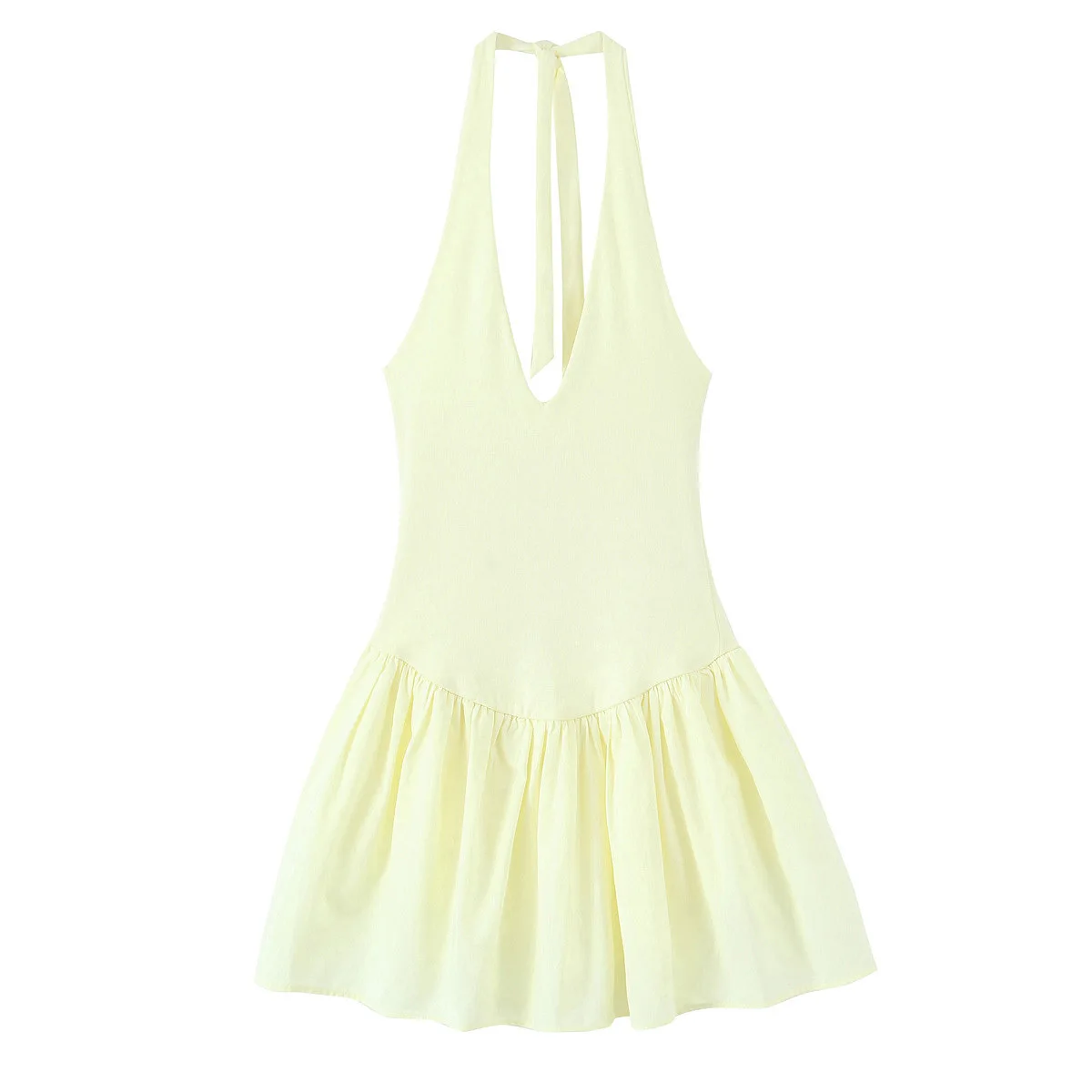 

Women's Halter Neck Backless Dress Solid Color Stitching Sexy Party And Vacation Wear Spring Summer New Women's Clothing