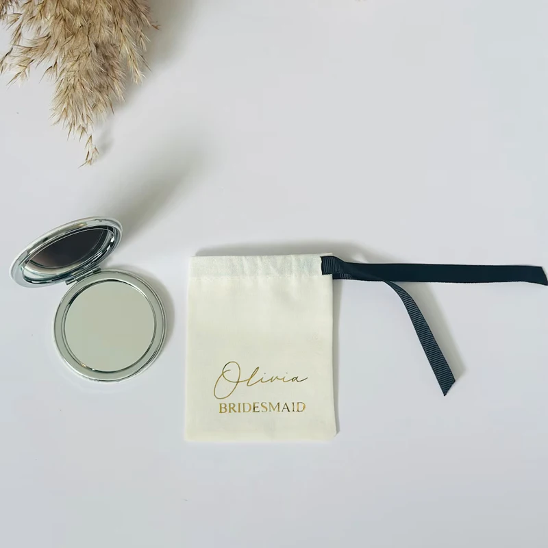 Personalised Mini Compact Mirror For Purses Bridesmaid Proposal Pocket handheld Travel Portable Magnifying Makeup Mirror Gifts