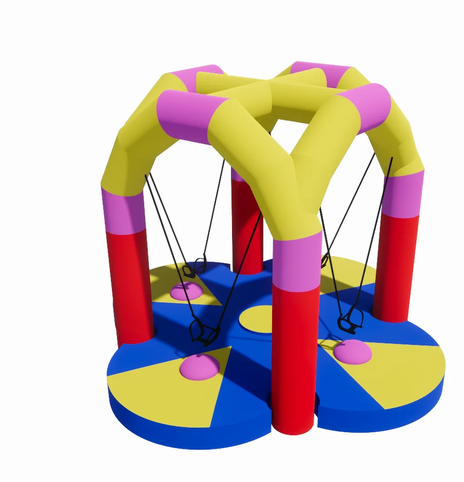 Inflatable Bungee Trampoline, 4 Person Commercial Jumper for Outdoor Events, Amusement Park Bounce House, Fun Interactive Game
