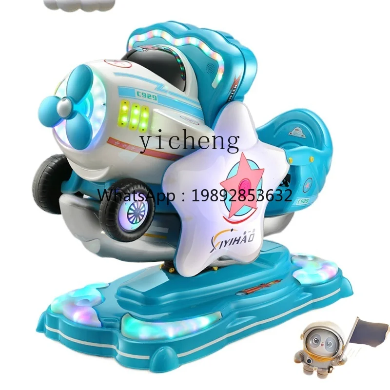 ZZ Children Coin Kiddie Ride Seesaw Rocking Horse Treasure Aircraft Swing Machine Watch Animation Motor