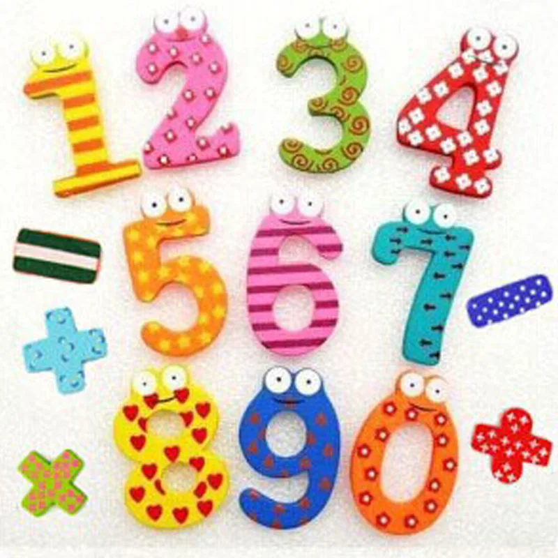 Party Gift Home Decor Multicolor  Wooden Fridge Magnet Educational Toy Symbol Alphabet Numbers  Cartoon Baby Kid