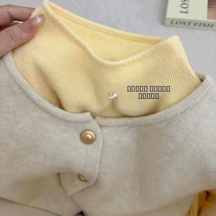 

Soft Lemon Yellow Women's Base irt Korean Sle Knitted Sweater Autumn Winter Top Commute Sle Slim Fit Pure Color Long Sl...