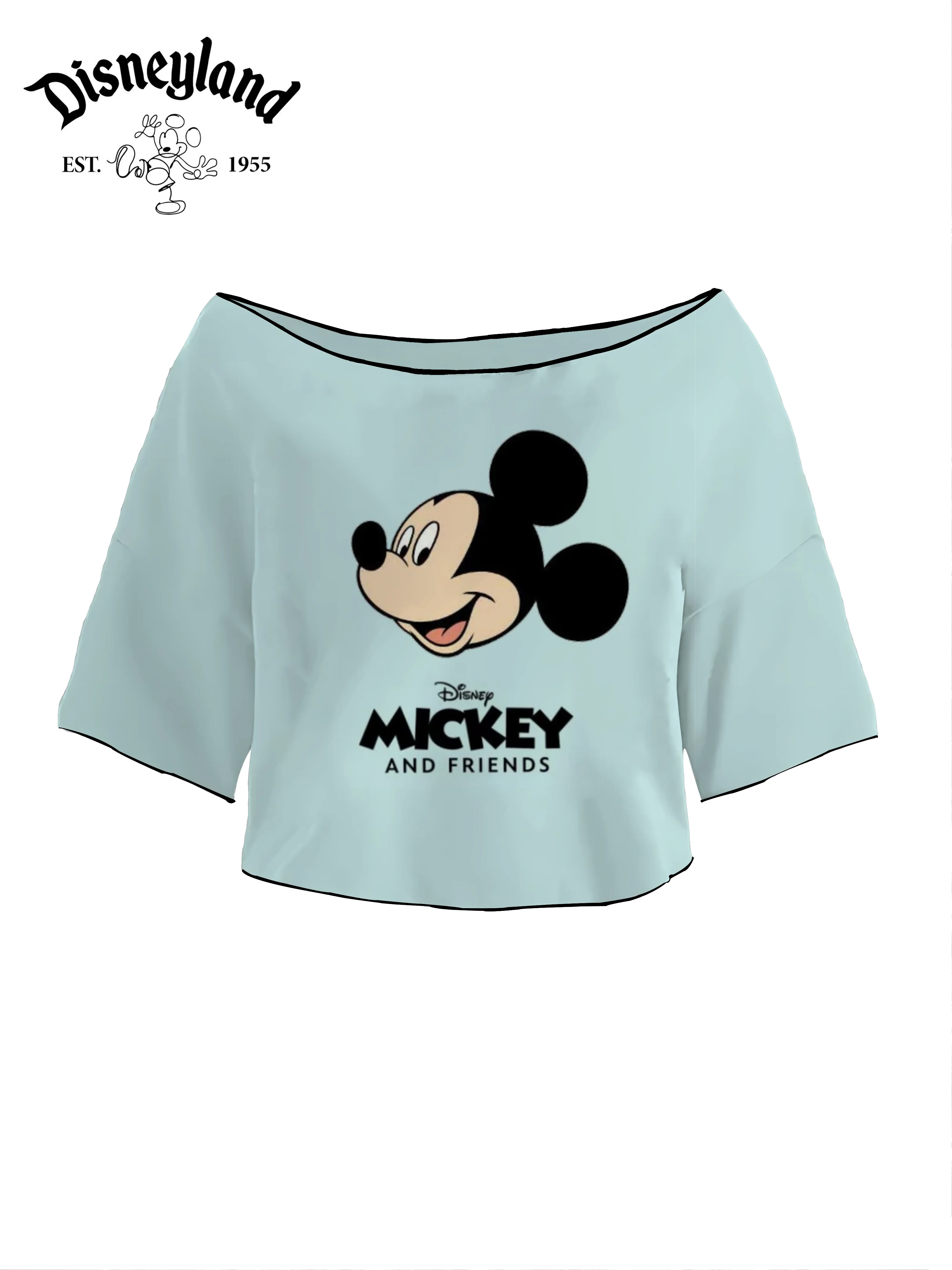 Disney T-shirts Crop Top T-shirt Minnie Mouse Woman Clothing Lettuce Trim Y2k Short Sleeve Tops Sexys Kpop Mickey Summer Clothes