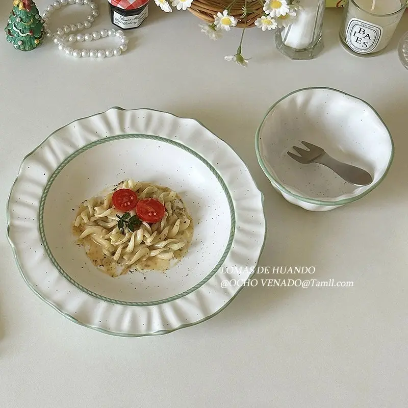 

Тарелки для десертов в стиле Ins: простые, с узором в виде кунжутных точек и эффектом чернильных брызг, корейская домашняя посуда, лоскутные обеденные тарелки