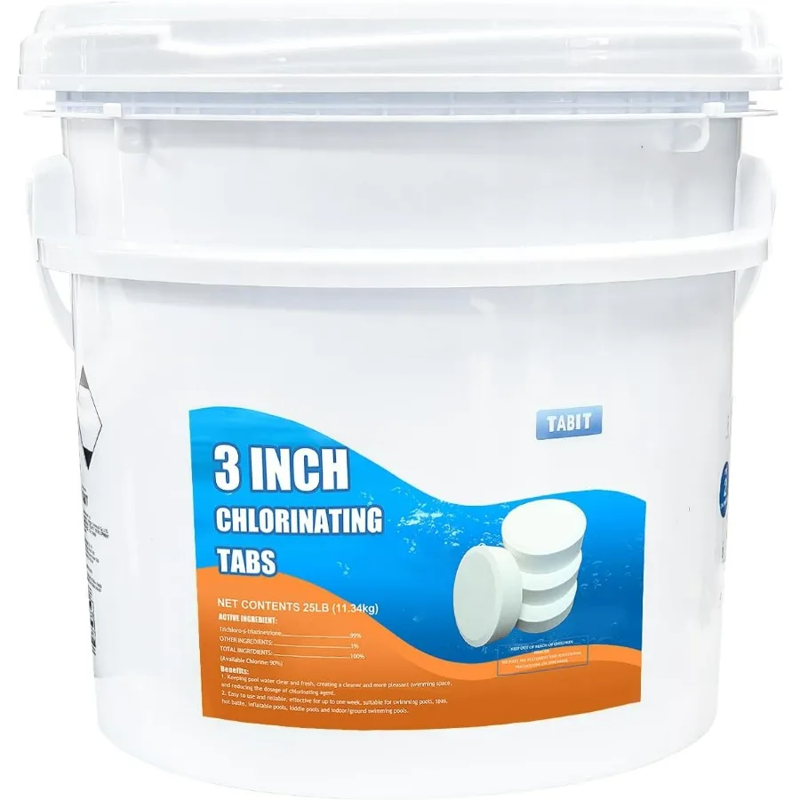 Chlorine Tablets  TABIT Swimming Pool Long Lasting Chlorinating Tablets Slow Dissolving Tri-Chlor for Swim Pool