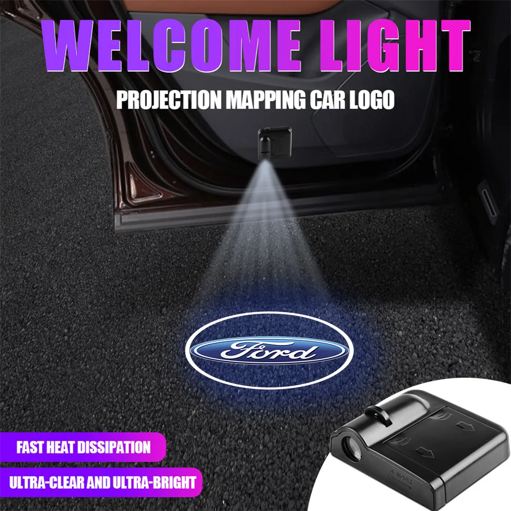 1pcs Car LED Car Door Projector Lamp Laser Welcome Courtesy Lights Decoration For Ford Focus MK2 Ranger Fiesta MAX Mustang Kuga