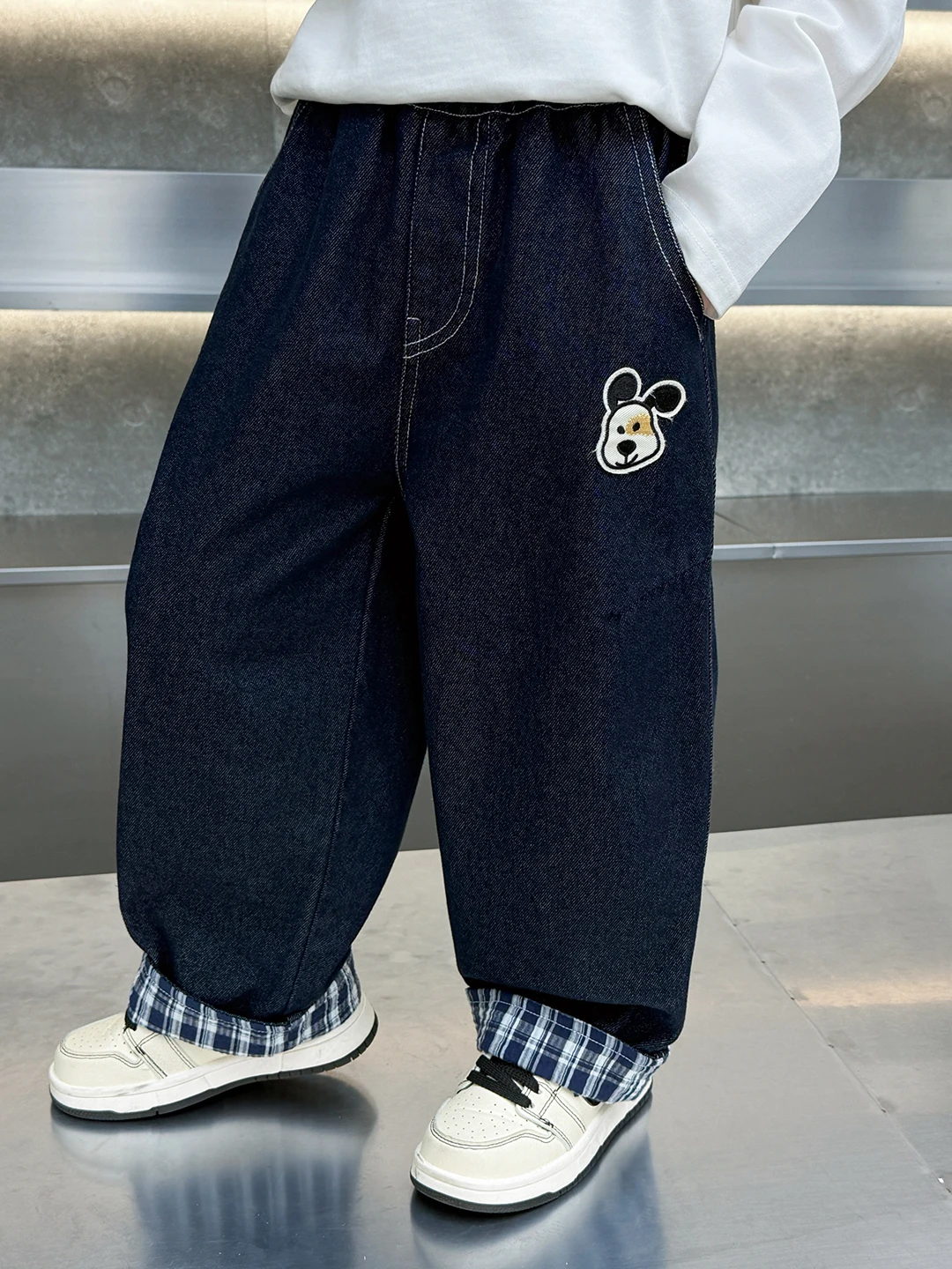 

Свободные джинсы для мальчиков: модные, с высокой талией, из хлопкового денима, в корейском стиле, весна-осень, длинные брюки