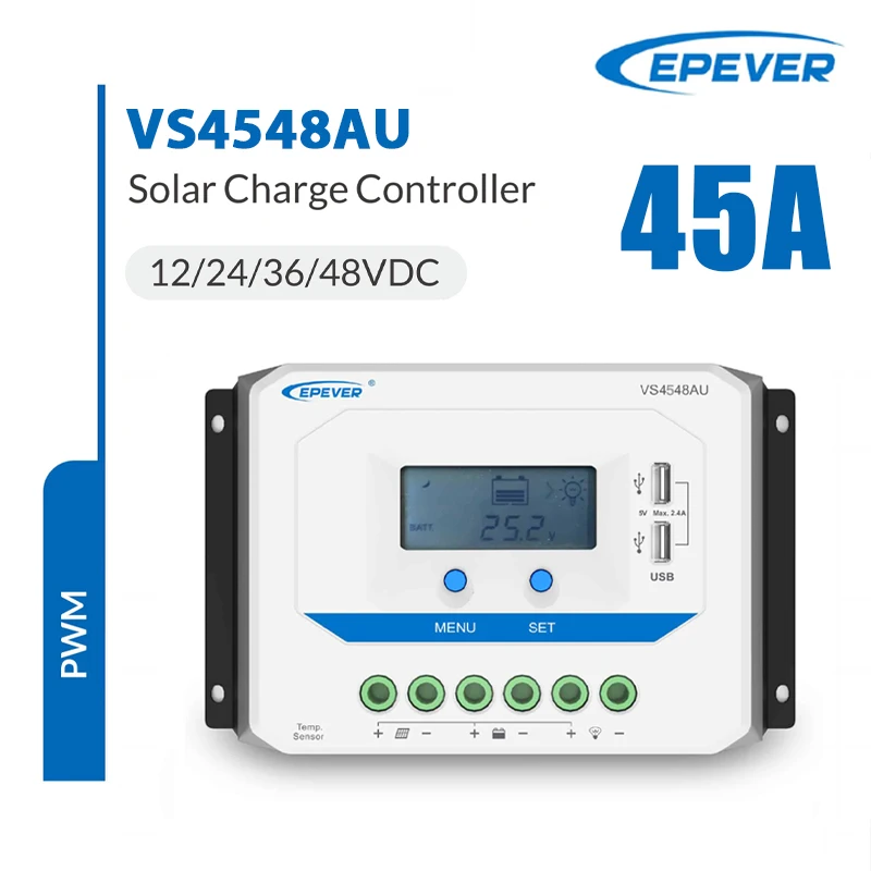 EPEVER 10A 20A 30A 45A 60A PWM Solar Laadregelaar VSAU Smart Zonne-energie Systeem Regulator LCD 12/24/36/48V Max PV 96V