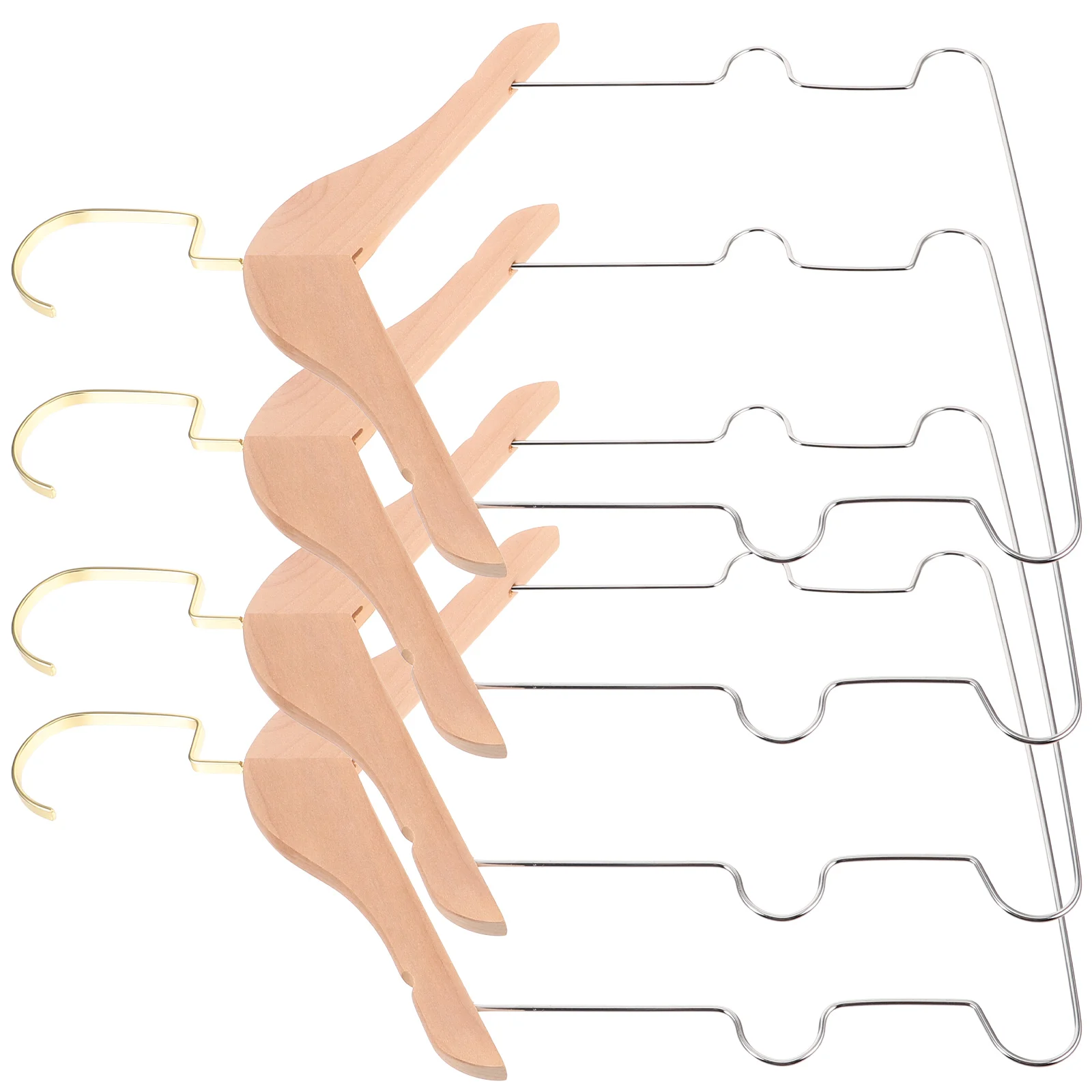 

4 Pcs Wooden Clothes Hangers Small Infant Swimsuit Hanger Set Natural Wood Finish Storage Closet Organization Solution