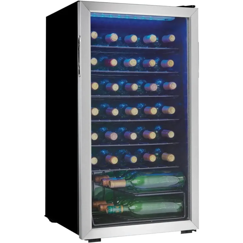 

DWC036A1BSSDB-6 3.3 Cu. Ft. Free Standing Wine Cooler, Holds 36 Bottles, Single Zone Fridge with Glass Door-Chiller