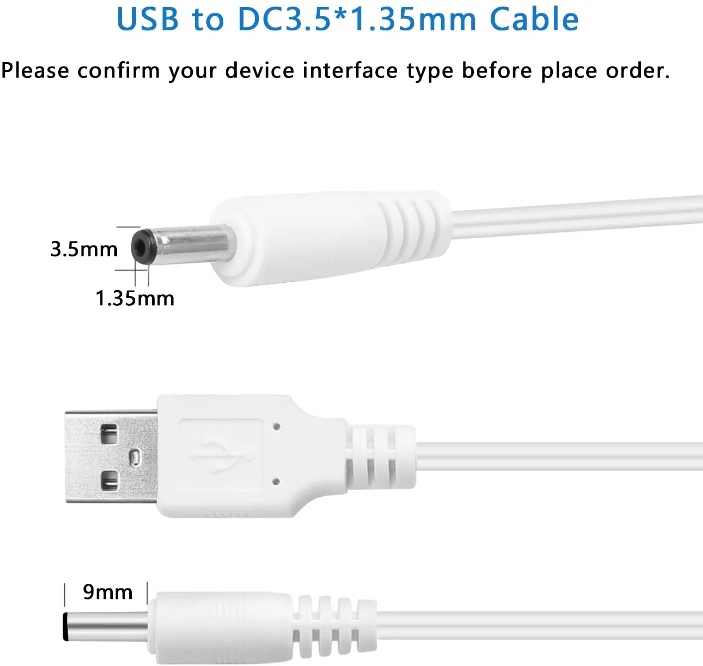 Dc3.5 * 1.35mm przewód ładowarki do serii FOREO Luna płyn do demakijażu Luna2/ Luna3/ Luna Mini/Luna Mini 2/FOREO ISSA Series