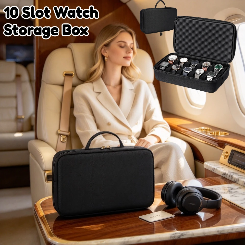 10 Slot Watch Storage Box, Hard Watch Travel Case Bag with Soft Pillow, Watch Display Organizer,Storage Products,Jewelry Boxes