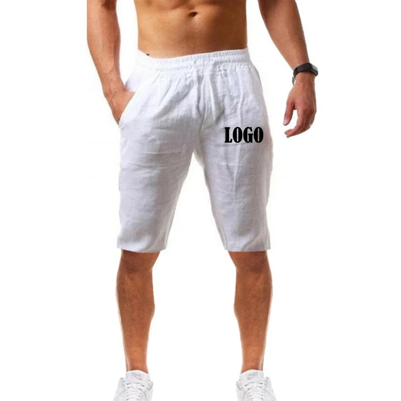 Pantalones cortos de lino y algodón para hombre, Shorts personalizados con diseño de moda, transpirables, coreanos, informales, holgados, para la