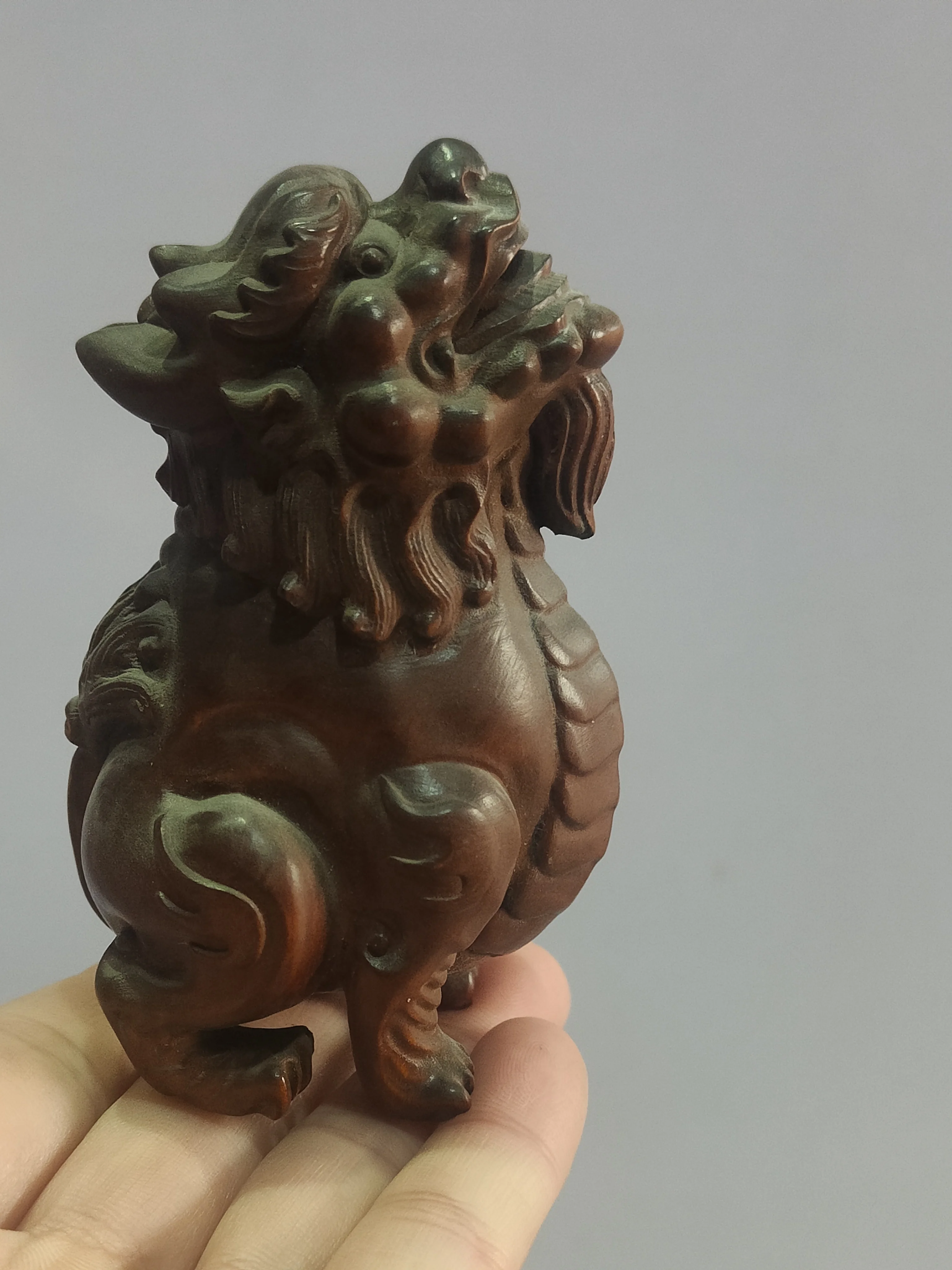 

Chinese wood carving boxwood home desk decoration pen holder