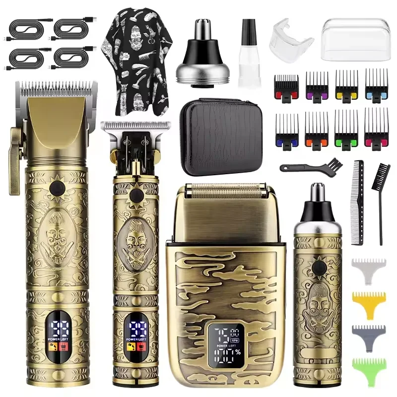 Men's 4 in 1 Hair Salon Home Barber Set Professional Electric Push Clippers Reciprocating Razor Electric