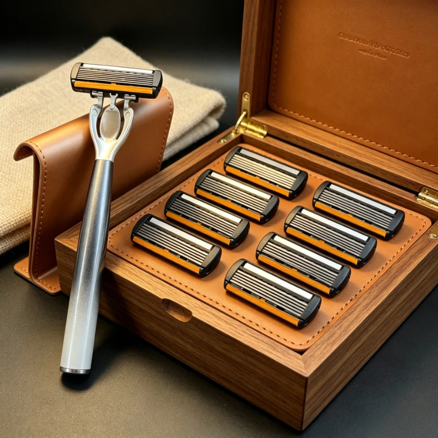 Men's Manual Razor 6-Layer Precision Blade System Replaceable Refills, Long-term Use, Men & Women Suitable Great Gift Idea
