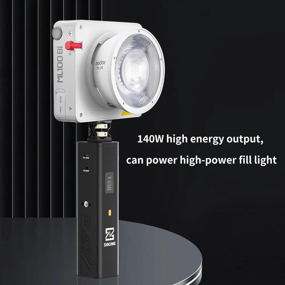 ZGCINE ZG-H110 Battery Grip 110Wh/22V, PD3.1 140W USB-C & D-Tap (14.8V/22V) Output with OLED Display for Video Lights/Monitors