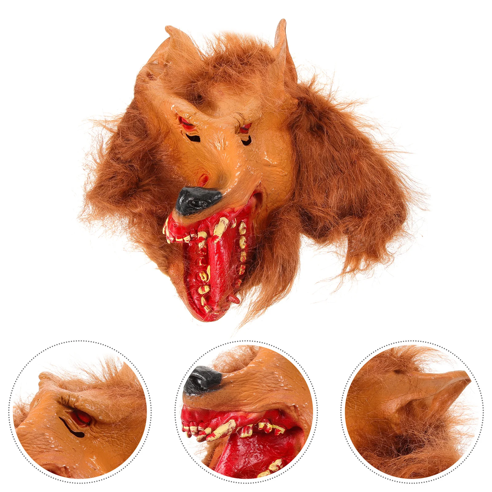 Testa di lupo Maschera di Halloween Maschera cosplay di lupo arancione Costume leggero spaventoso Forniture per feste in maschera