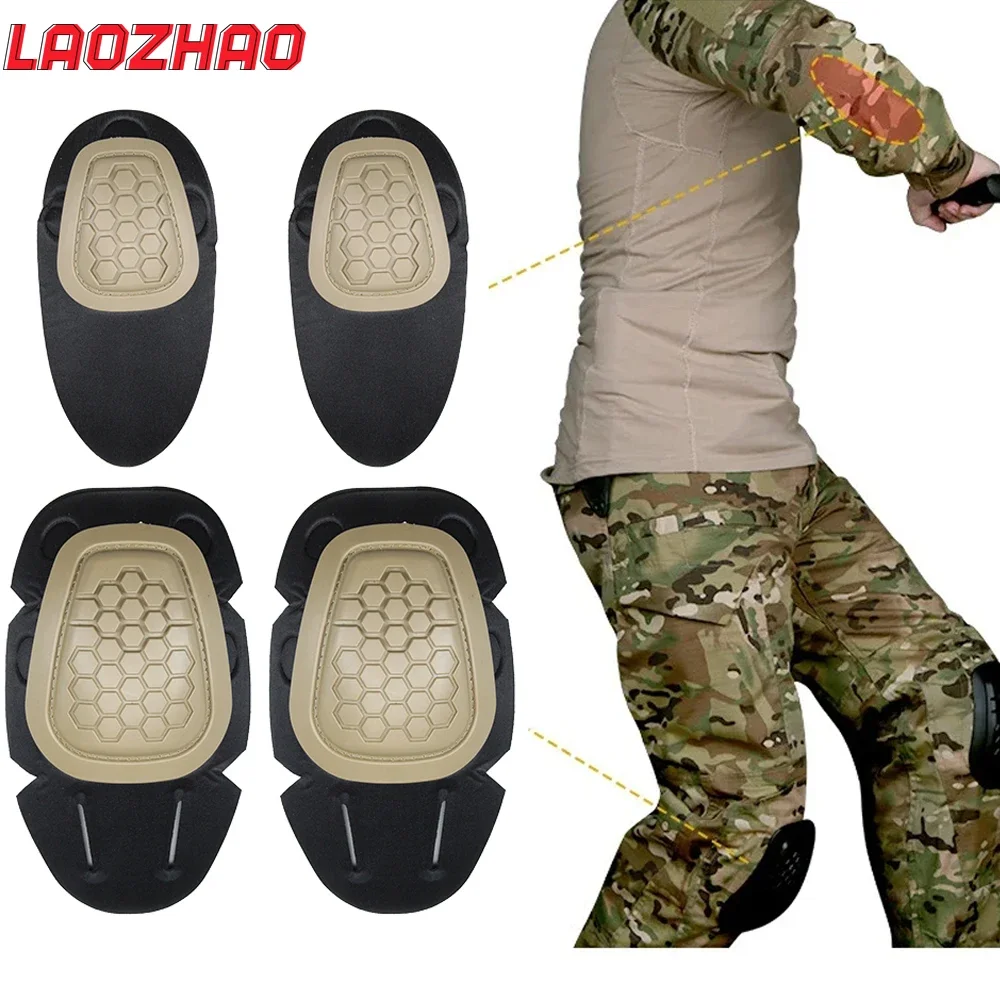 4Pcs/Set Military Tactical Knee Elbow Pad Set Airsoft Knee Elbow Protective Pads Combat Paintball Skate Sports Safety Guard Gear