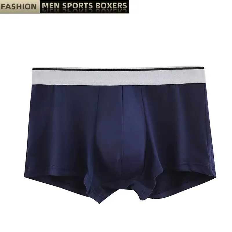 1Pcs Black Comfortable Boxer Male Underwears Breathable Sexy Solid Underpants Mens Hot Men's Underpants Plus Size Boxers