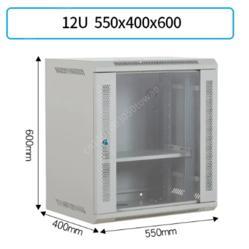 

12U Wall Mount Network Cabinet with Lockable Glass Door, Server Rack Cabinet with Ventilation, Cold Rolled Steel Data Cabinet