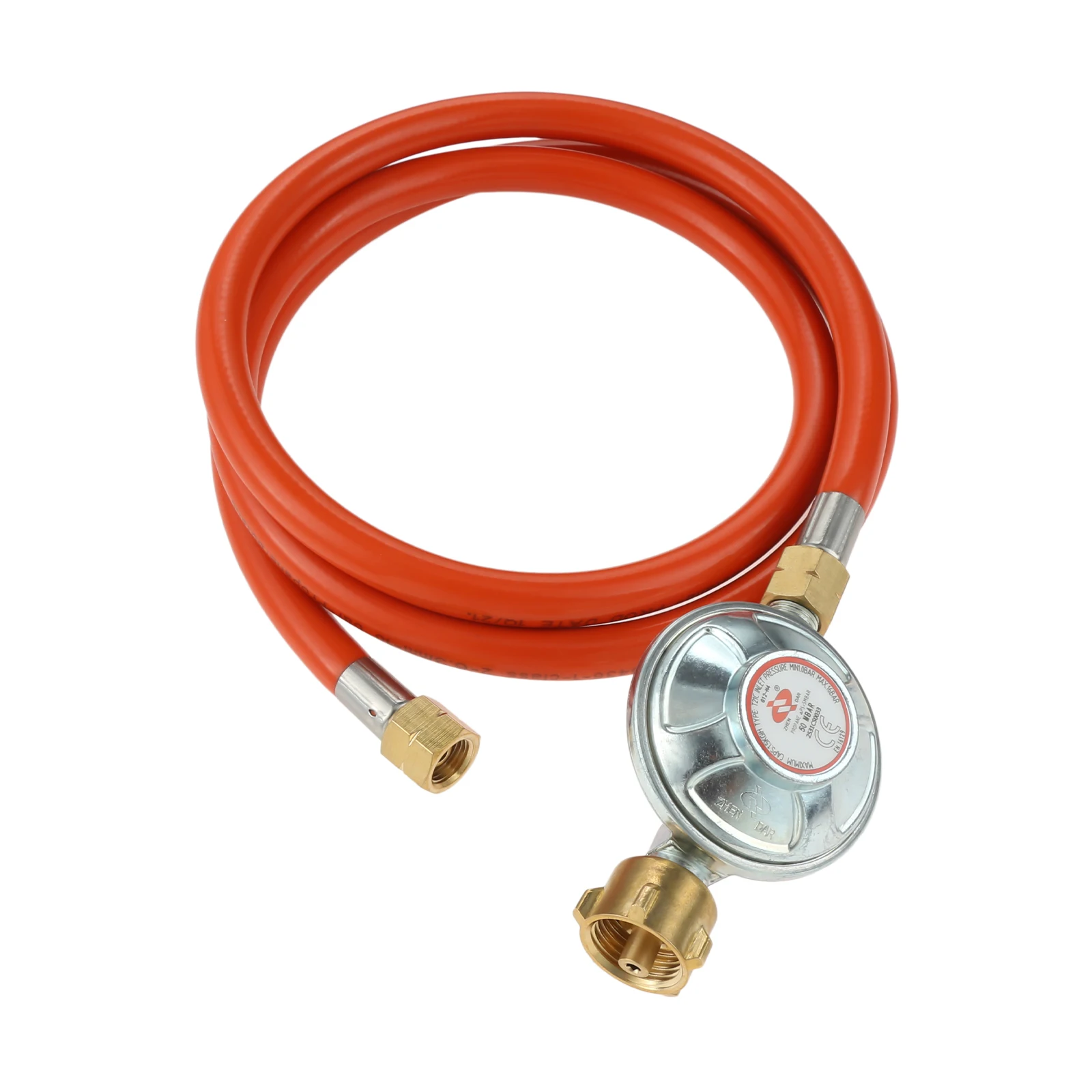 Hose Regulator Set 150 cm Hose + 50 mbar Pressure Regulatorfor Gas Grills 1/4 Inch Left Thread Pressure Regulator