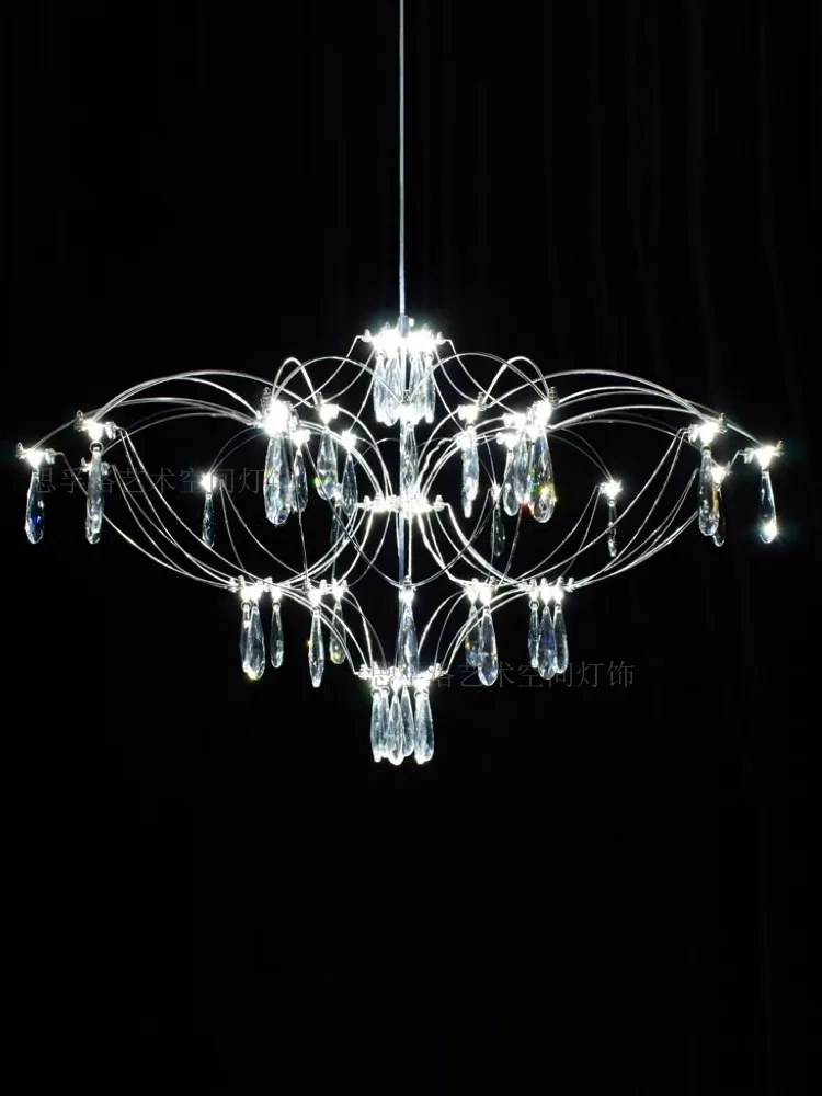 Italian stainless steel crystal living room pendant lamp villa restaurant designer's style Mantianxing Fireflies Chandelier