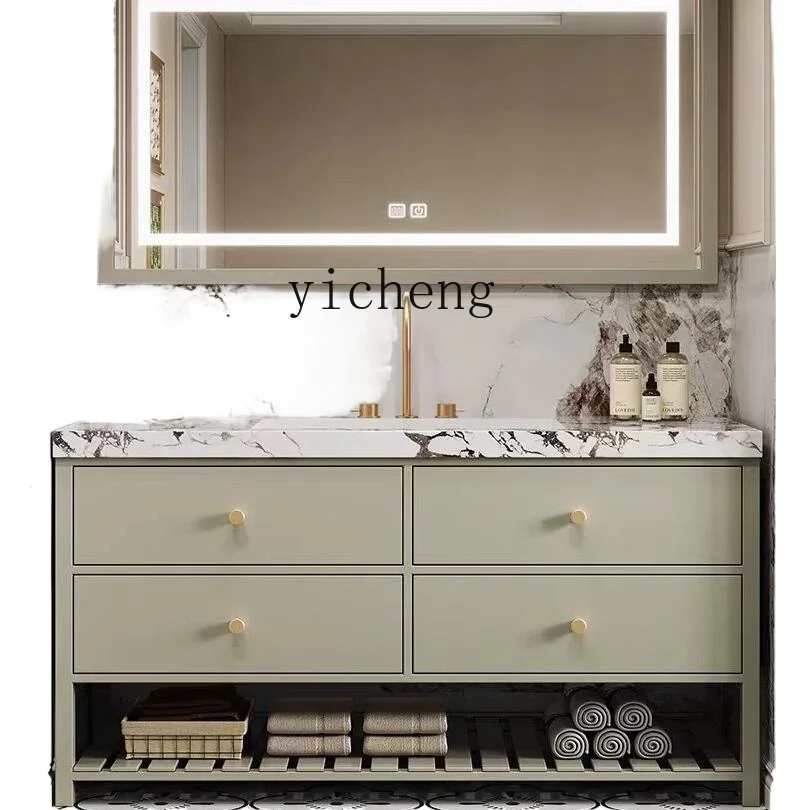 

rock slab hand wash face integrated basin bathroom cabinet combination floor wash table bathroom