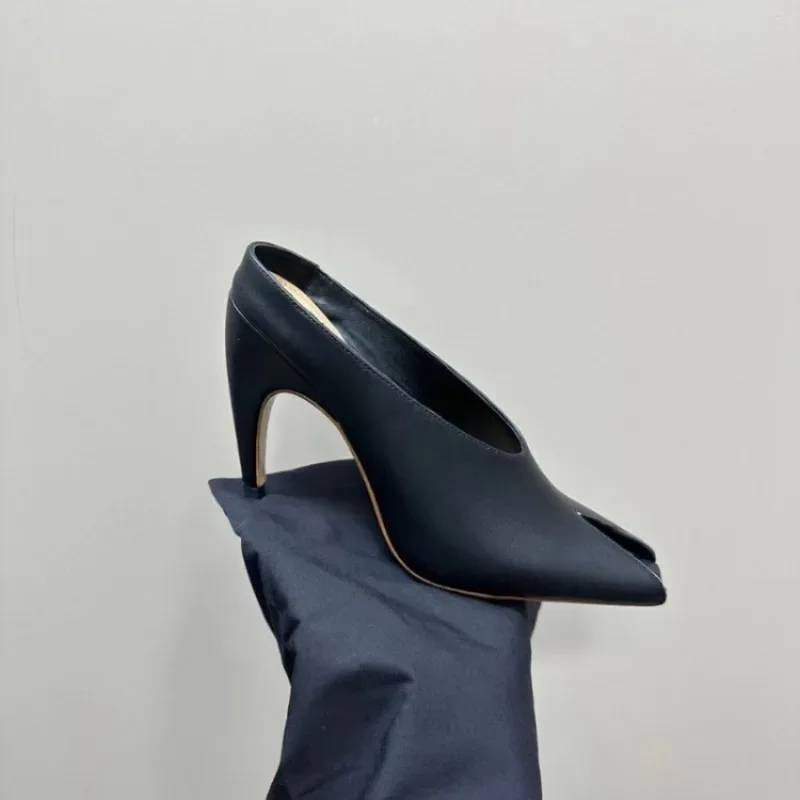 2026 New Show Style 10.5cm High Heel Fish Mouth Sandals Black and White Fashion Sexy Professional Commuter Slippers Size 43 - view 2