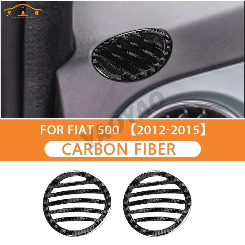 Carbon Fiber For Fiat 500 2012-2015 Car Dashbaord Upper Air Vent Stickers Car Interior Accessories