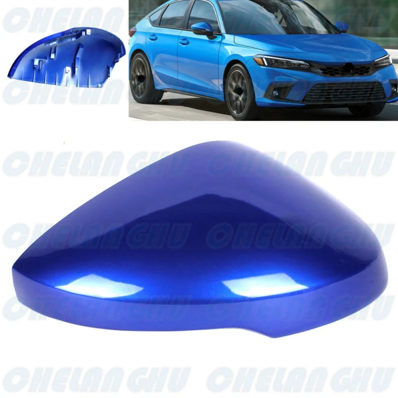 

Right Side Blue Painted Rear Mirror Housing Cover Cap with turn signal Hole for Honda US version Civic 2022-2023