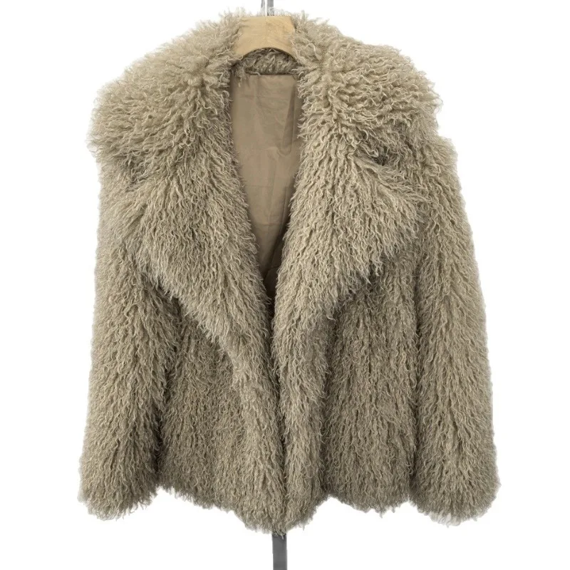 Cross-border Foreign Trade 2026 Winter New Artificial Wool Imitation Beach Sheep Fur Wool Short Coat Temperament Commuting Coat