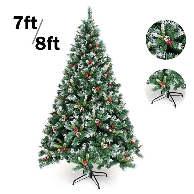 

8ft Extra Large Pinecone Christmas Tree with Automatic Hinge 1500 Branches Tips Upscale Luxurious Artificial Xmas Tree