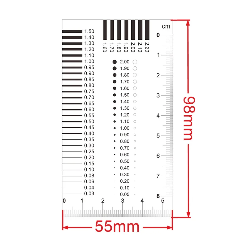 Measuring Pass Badge Gauge Stain Card Point Gauge Wire Gauge Transparent Film Ruler Stain Crack Contrast Ruler