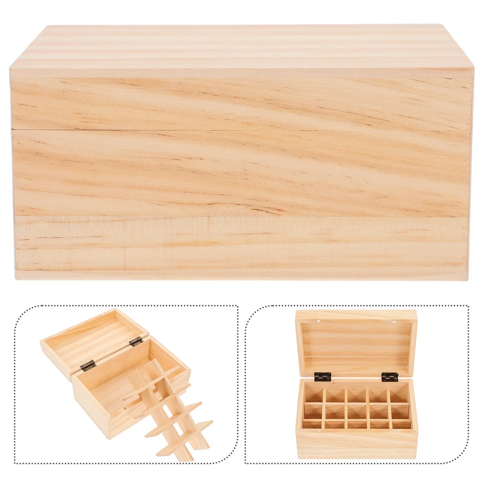 Essential Oil Storage Box Wooden Essential Oil Case with Fine Polishing Abrasion Resistant Multi-Slot Organizer for Desktop Use