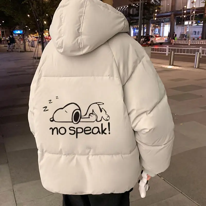 

Хлопковая одежда в стиле аниме «Снупи», мужская зимняя куртка, повседневная утолщенная хлопковая одежда для хлеба, студенческая универсальная хлопковая одежда